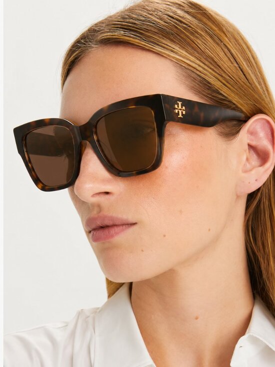 Tory Burch TY7180U Dark Tortoise Frame Brown Lens Oversized Cat Eye Sunglasses main image 6
